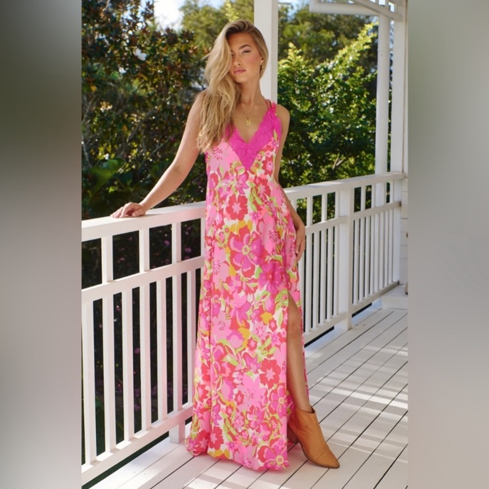 Free People Floral Pink All Lace Summer Maxi • Nightgown